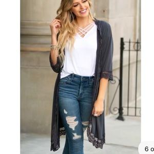 Lace Trim Kimono